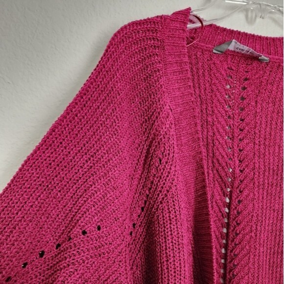 Chenille Cardigan Women's Large Open Front Raspberry - Picture 5 of 8